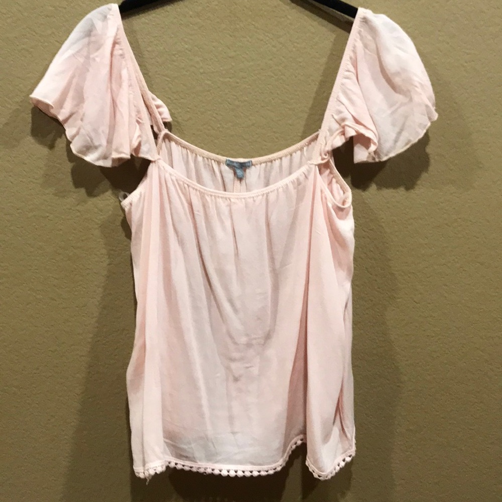 Pink Ruffled off the shoulder top